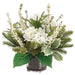16" Hydrangea Flower, Berry & Pine Artificial Arrangement w/Glass Vase -White/Green (Pack of 2) - XLF063-WH/GR