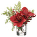 8.5" Artificial Amaryllis Flower Arrangement w/Glass Vase -Red/Green (Pack of 6) - XLF160-RE/GR