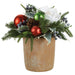 12" Magnolia Flower, Holly, Ball & Pine Artificial Arrangement w/Magnesium Oxide Pot -White/Mixed Colors (Pack of 2) - XLF266-WH/MX