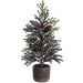 19" Frosted Artificial Pine & Pinecone Plant w/Cement Pot -Green/Brown (Pack of 4) - XLF322-GR/BR