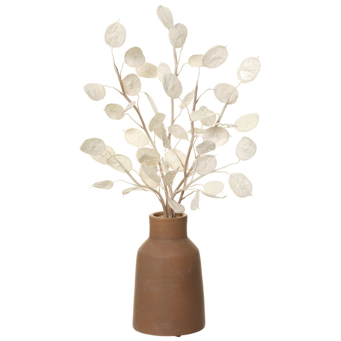25" Artificial Silver Dollar Arrangement w/Ceramic Pot -White (Pack of 2) - XLF390-WH