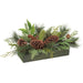 8"Hx22"W Artificial Mixed Pine & Pinecone Arrangement w/Wood Pot -Green/Brown (Pack of 4) - XLF417-GR/BR