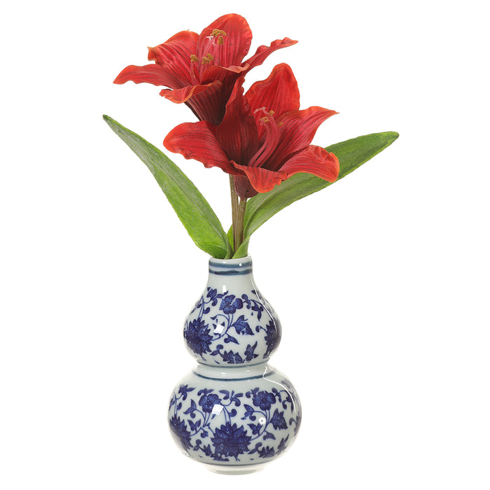 8.5" Artificial Amaryllis Flower Arrangement w/Ceramic Vase -Red (pack of 6) - XLF519-RE