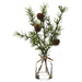 10" Pinecone & Pine Artificial Arrangement w/Glass Vase -Green/Brown (Pack of 12) - XLF542-GR/BR