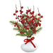 12" Berry & Pine Artificial Arrangement w/Ceramic Vase -Red/Green (Pack of 2) - XLF593-RE/GR