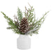 13" Iced Pinecone & Pine Artificial Arrangement w/Ceramic Vase -Brown/Green (Pack of 2) - XLF595-BR/GR