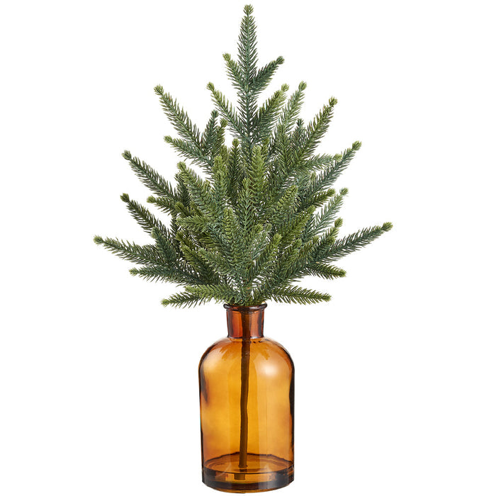 20.5" Pine Artificial Arrangement w/Glass Vase -Green (Pack of 4) - XLF600-GR