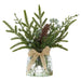 11" Pinecone, Berry & Pine Artificial Arrangement w/Glass Vase -Green/Brown (Pack of 6) - XLF916-GR/BR