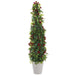 49" PE Soft-Touch Artificial Sedum Cone-Shaped Topiary w/Cement Pot -Red - XLR064-RE