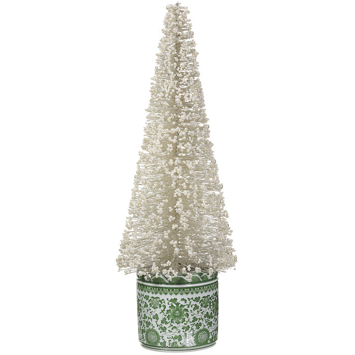25.5" Artificial Pearl Cone-Shaped Topiary w/Ceramic Vase -Pearl (Pack of 2) - XLR104-PEA