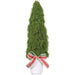 18.5" Artificial Moss & Bow Cone-Shaped Topiary w/Mgo Planter -Green (Pack of 4) - XLR105-GR