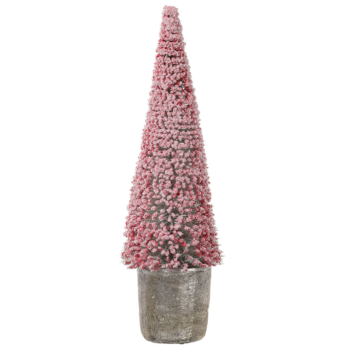 22.5" Snowed Cone-Shaped Artificial Pine Tree Topiary w/Pot -Red (pack of 2) - XLR302-RE