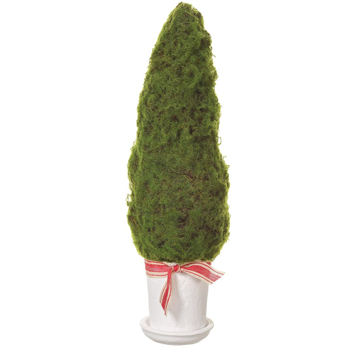 19" Moss Cone-Shaped Artificial Topiary w/Magnesium Oxide Planter -Green (pack of 2) - XLR644-GR