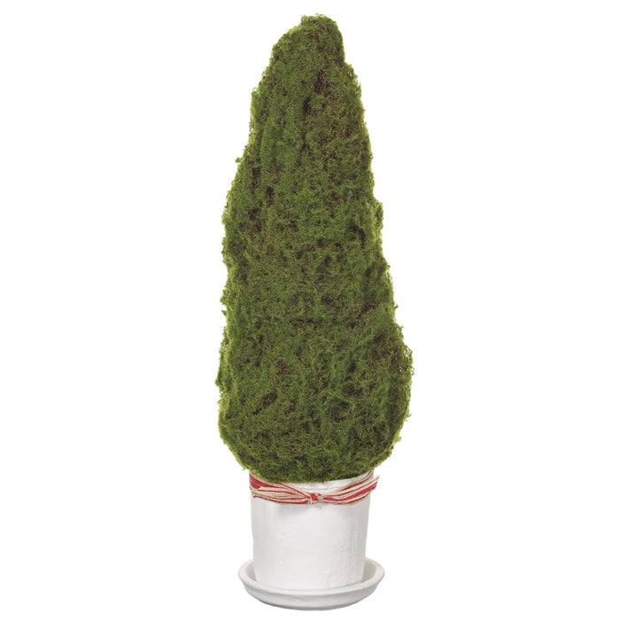 24.5" Moss Cone-Shaped Artificial Topiary w/Magnesium Oxide Planter -Green (pack of 2) - XLR645-GR