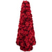 4'9" Velvet Rose Flower Tree Artificial Cone-Shaped Topiary -Red/Burgundy - XLR657-RE/BU