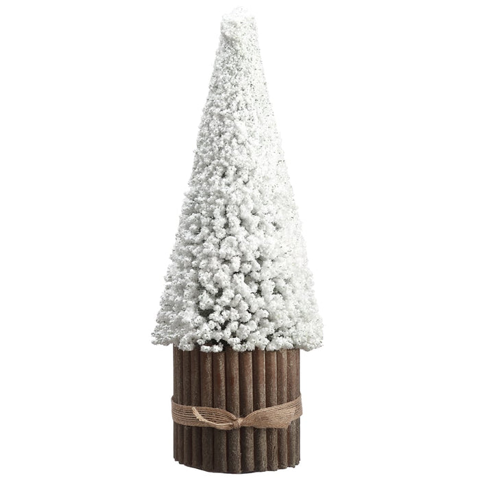 14.5" Snowed Pine Cone-Shaped Artificial Topiary Tree w/Tube Container -White/Brown (pack of 4) - XLR740-WH/BR