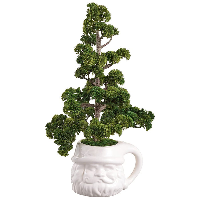 17" Ming Pine Artificial Tree w/Santa Vase -Green (Pack of 4) - XLT022-GR