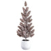 17" Iced Plastic Pinecone Artificial Tree w/Cement Pot -Brown (Pack of 4) - XLT338-BR