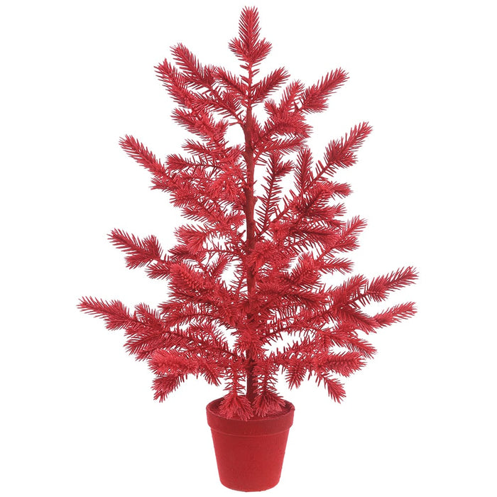 27" Flocked Artificial Tree w/Plastic Pot -Red (Pack of 4) - XLT458-RE