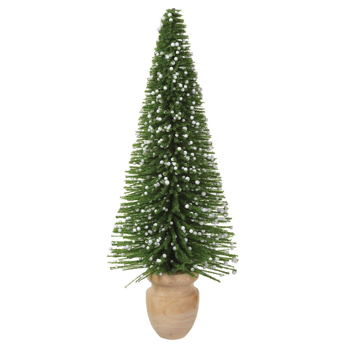 11.5" Artificial Cone-Shaped Berry Tree Topiary w/Wood Pot -Green/White (Pack of 6) - XLT812-GR/WH