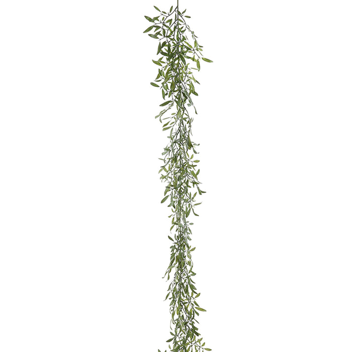 6' Artificial Mistletoe Leaf Garland -White/Green (Pack of 6) - XMG018-WH/GR