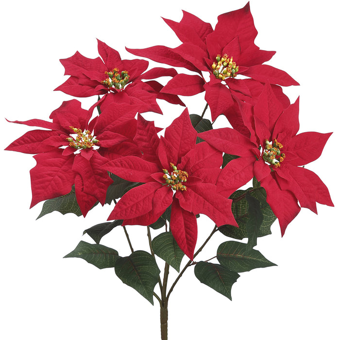 22" Silk Poinsettia Flower Bush -Red (pack of 12) - XPB006-RE