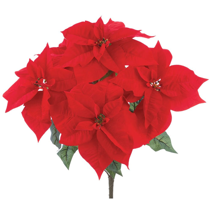 23" Majestic Velvet Artificial Poinsettia Flower Bush -Red (Pack of 6) - XPB029-RE