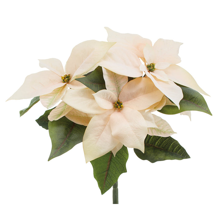 14" Poinsettia Silk Flower Bush -Light Peach (Pack of 12) - XPB151-PE/LT