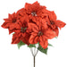 21" Metallic Poinsettia Faux Flower Bush -Red (Pack of 12) - XPB300-RE
