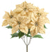 21" Metallic Poinsettia Artificial Flower Bush -Gold (Pack of 12) - XPB303-GO