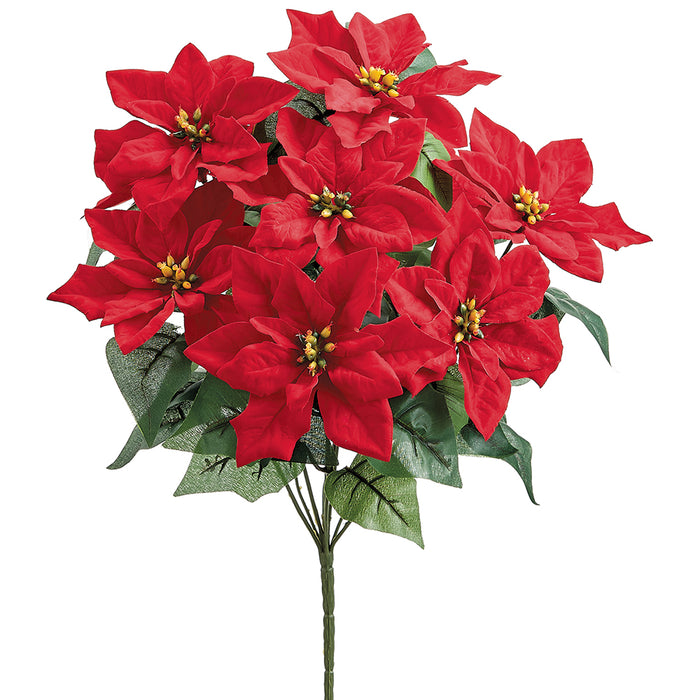 17" Mini Silk Poinsettia Flower Bush -Red (pack of 6) - XPB680-RE