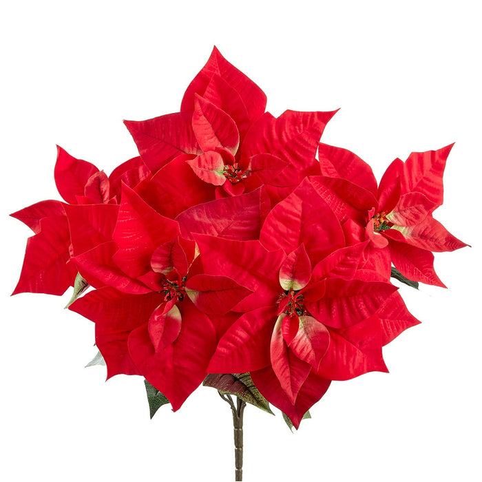 19.5" Majestic Velvet Artificial Poinsettia Flower Bush -Red/Burgundy (pack of 12) - XPB681-RE/BU