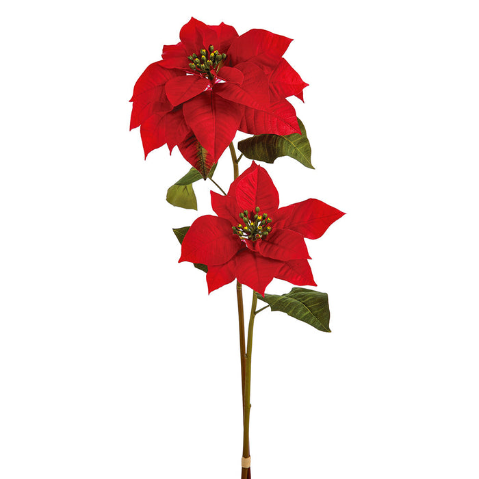 27" Poinsettia Silk Flower Stem Bundle -Red (Pack of 12) - XPB739-RE
