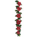 6'5" Velvet Shimmer Poinsettia Flower Artificial Garland -Red (Pack of 4) - XPG003-RE