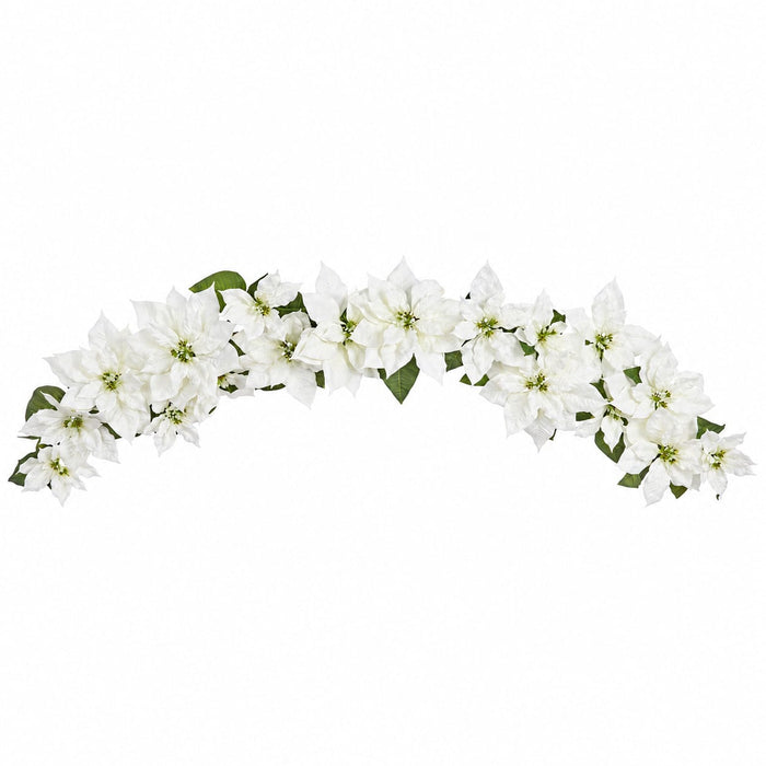 72" Wide Silk Poinsettia Flower Swag -Cream (Pack of 4) - XPG496-CR