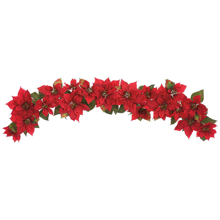 72" Wide Silk Poinsettia Flower Swag -Red (Pack of 4) - XPG496-RE