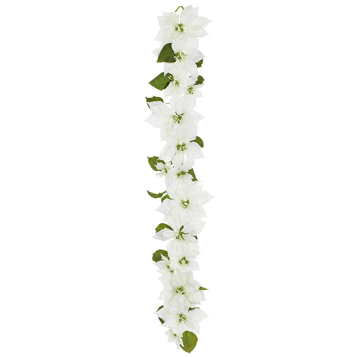 6' Poinsettia Flower Silk Garland -Cream (Pack of 4) - XPG501-CR