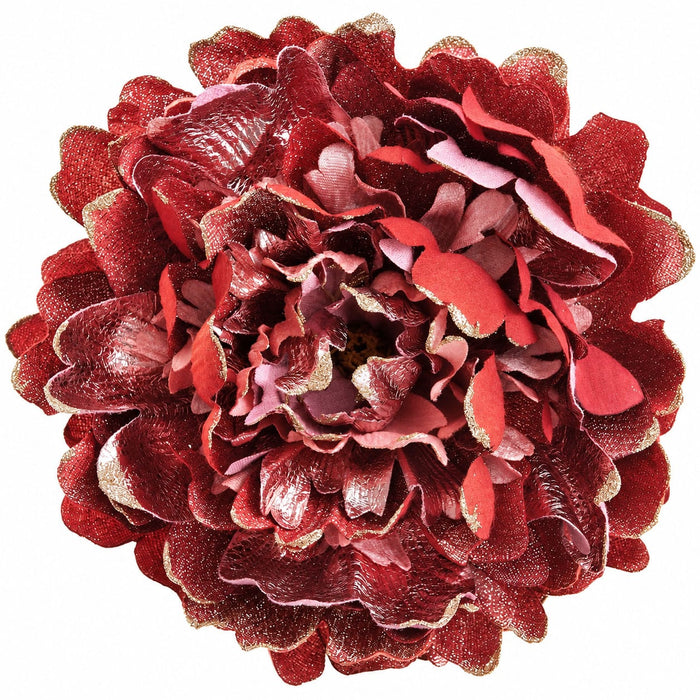 8" Shimmer Peony Artificial Clip-On Flower -Pink/Gold (Pack of 6) - XPH013-PK/GO