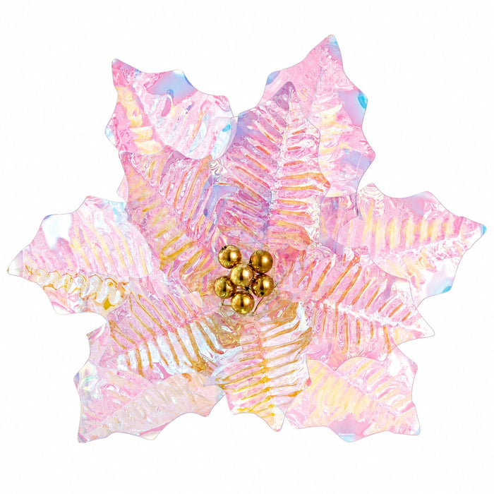 8" Poinsettia Artificial Clip-On Flower -Iridescent (Pack of 12) - XPH090-IR