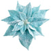 9" Velvet Poinsettia Battery Operated Fiber Optic Light Artificial Clip-On Flower -Aqua (Pack of 12) - XPH150-AQ