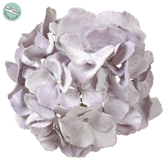 6" Velvet Artificial Hydrangea Clip-On Flower -Lavender (pack of 12) - XPH392-LV