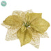 10.5" Glittered Sheer Artificial Poinsettia Clip-On Flower -Gold (pack of 24) - XPH600-GO