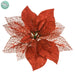 10.5" Glittered Sheer Artificial Poinsettia Clip-On Flower -Red (pack of 24) - XPH600-RE
