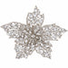 8" Rhinestone Poinsettia Artificial Clip-On Flower -Silver (Pack of 12) - XPH630-SI