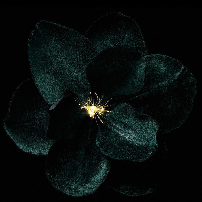 7" Velvet Magnolia Battery Operated Fiber Optic Light Artificial Clip-On Flower -Green (Pack of 12) - XPH710-GR