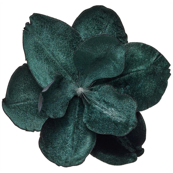 7" Velvet Magnolia Battery Operated Fiber Optic Light Artificial Clip-On Flower -Green (Pack of 12) - XPH710-GR
