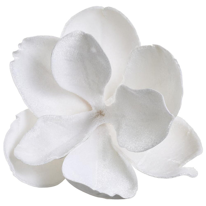 7" Velvet Magnolia Battery Operated Fiber Optic Light Artificial Clip-On Flower -White (Pack of 12) - XPH710-WH