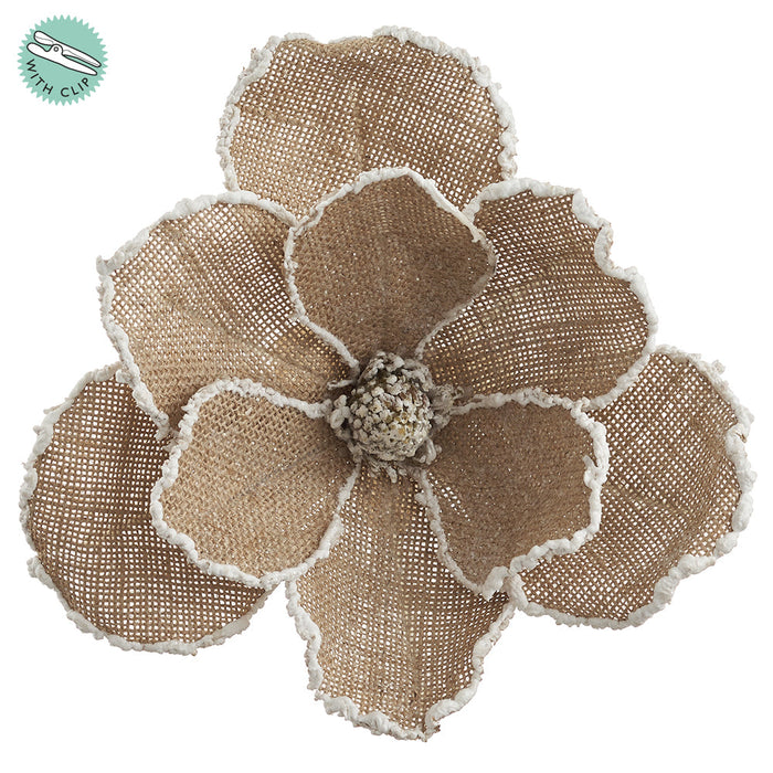 6" Glittered Artificial Magnolia Clip-On Flower -Brown (Pack of 12) - XPH729-BR