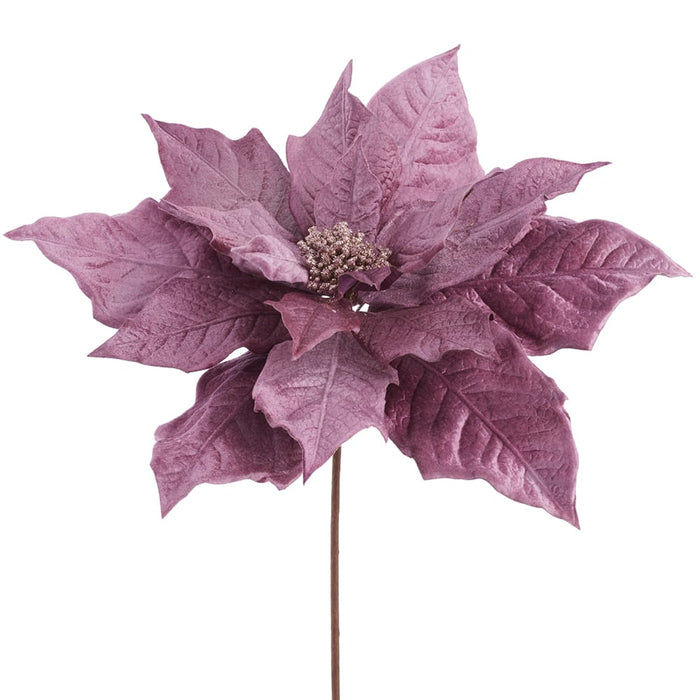 12" Velvet Poinsettia Artificial Flower Stem Pick -Lavender (Pack of 12) - XPK002-LV