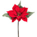 15" Velvet Poinsettia Artificial Flower Stem Pick -Red (Pack of 24) - XPK650-RE